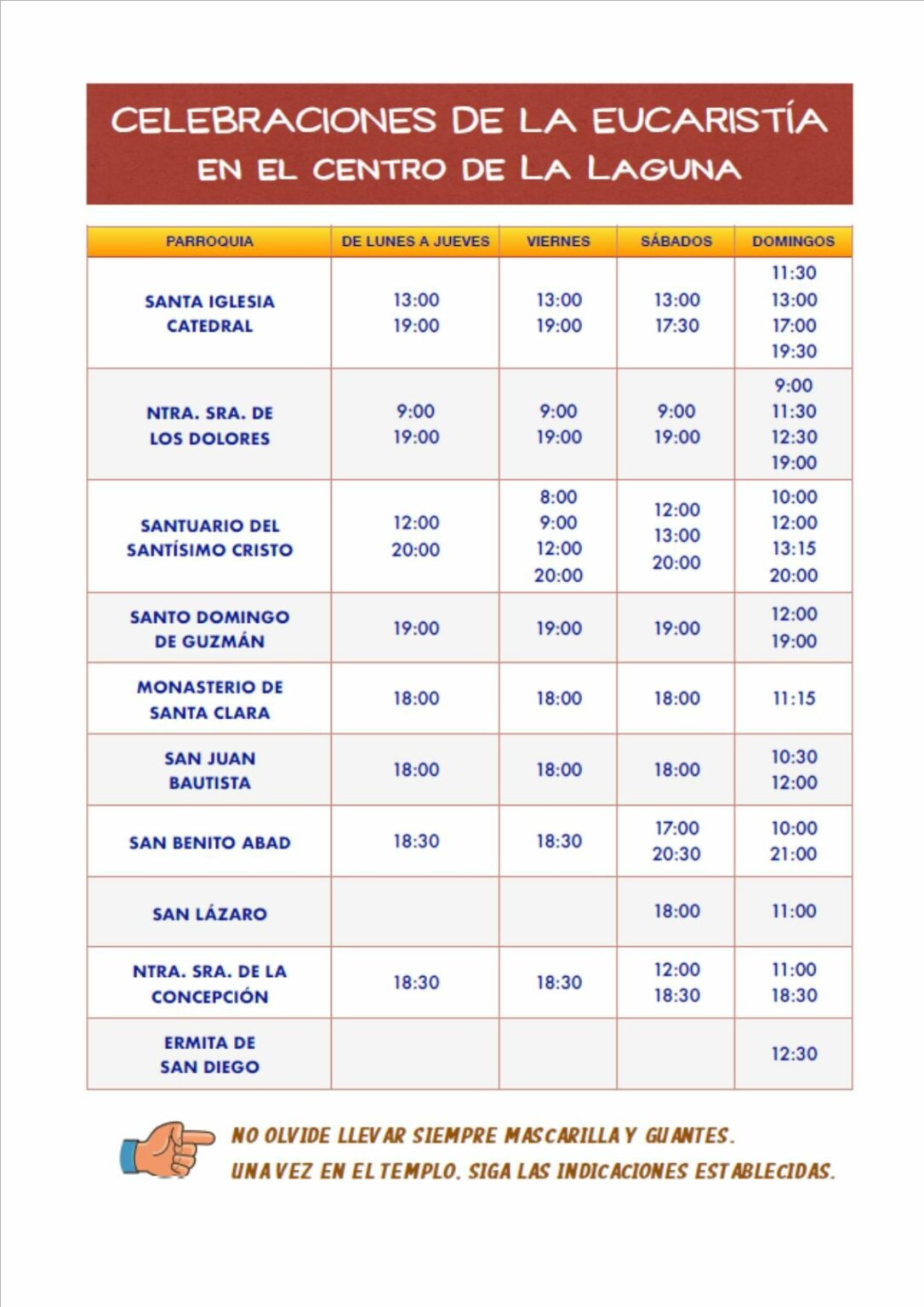 Horario De Misas En La Laguna – Centro – Catedral De La Laguna